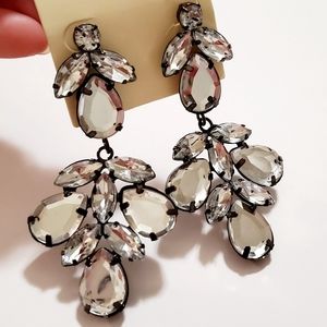 VINTAGE JEWELED GEMS STATEMENT EARRINGS